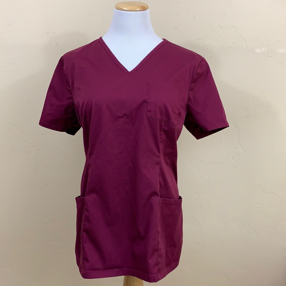 Jaanuu Women’s L V Neck Tri-Pocket Purple Scrubs